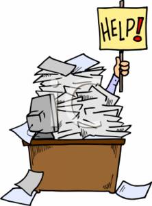 0511-0702-0211-2547_Businessman_Holding_a_Help_Sign_Up_Under_a_Pile_of_Papers_clipart_image
